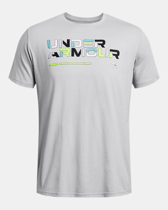 Camiseta de manga corta UA Colorblock Wordmark para hombre, Gray, pdpMainDesktop image number 2